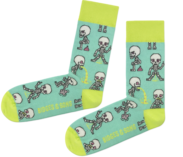 bidges-and-sons__Socken_nasty-skeletons_mint yellow_isolated_product_2349_4543